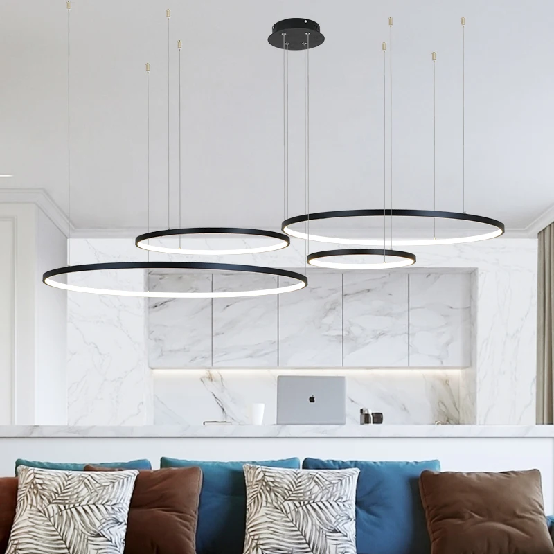 Interior Design Remote - Modern LED Circle Rings Chandeliers Interior