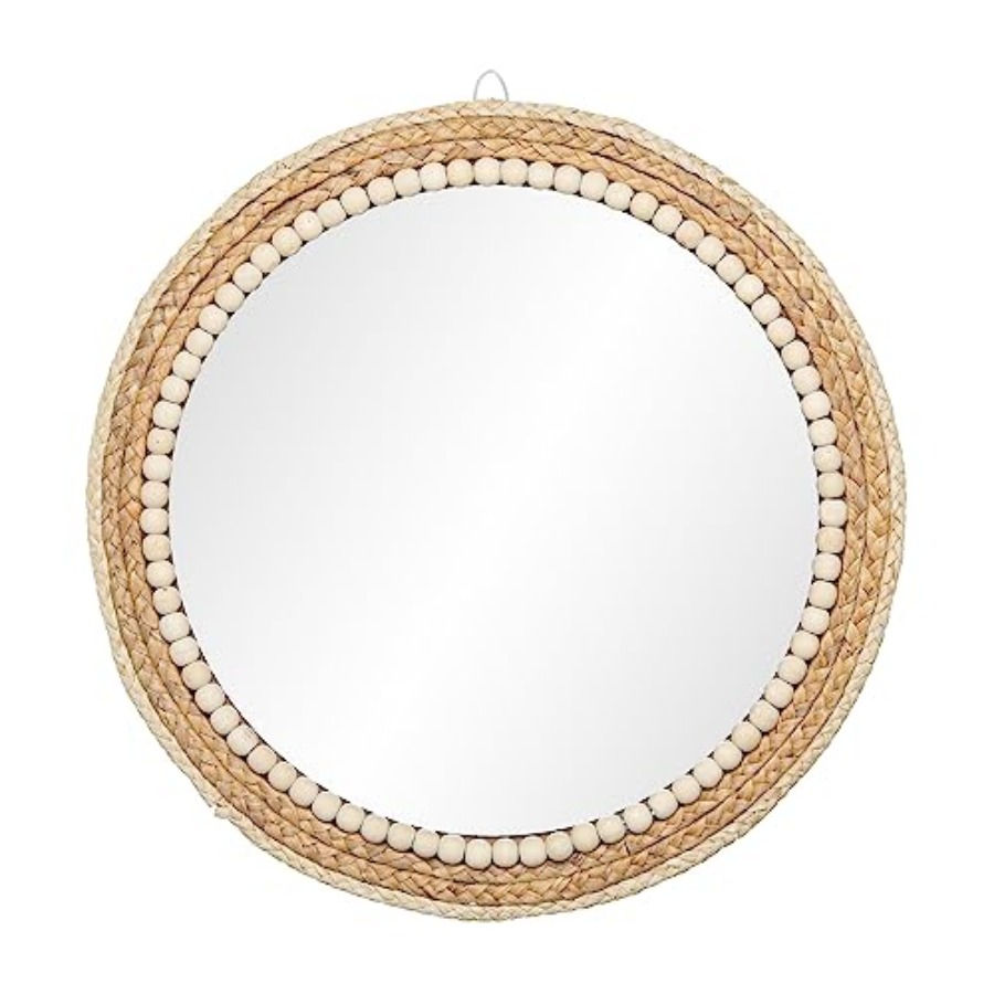 Rattan Mirror Round - Boho Round Hanging Wall Mirror Decorative