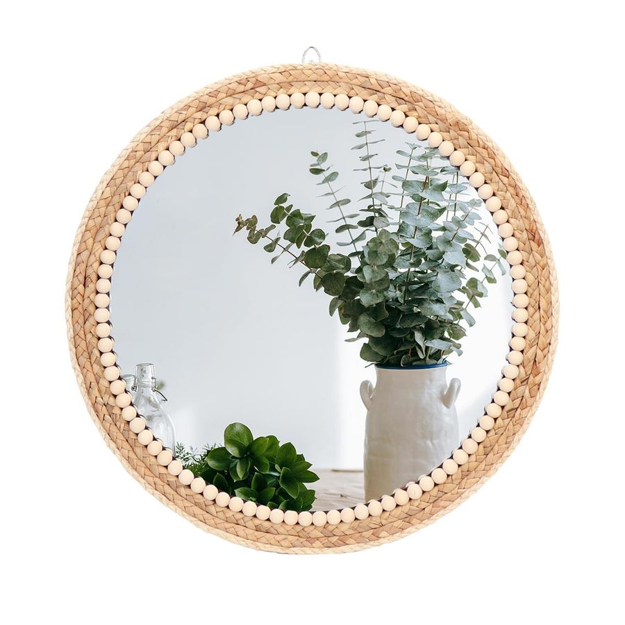 Rattan Mirror Round - Round Hanging Rattan Circle Nursery Mirror,