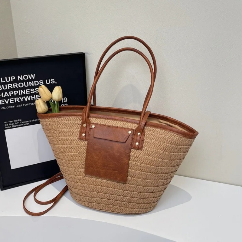 Woven Shoulder Bag Straw Baske - Interior Design Style ulasan dan harga