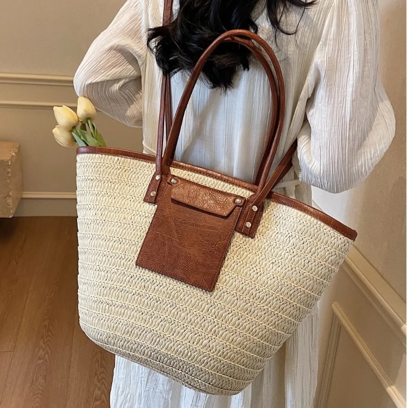Woven Shoulder Bag Straw Baske - Interior Design Style ulasan dan harga