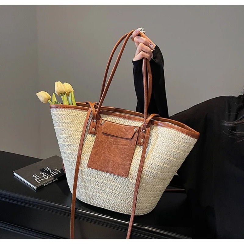 Woven Shoulder Bag Straw Baske - Interior Design Style ulasan dan harga