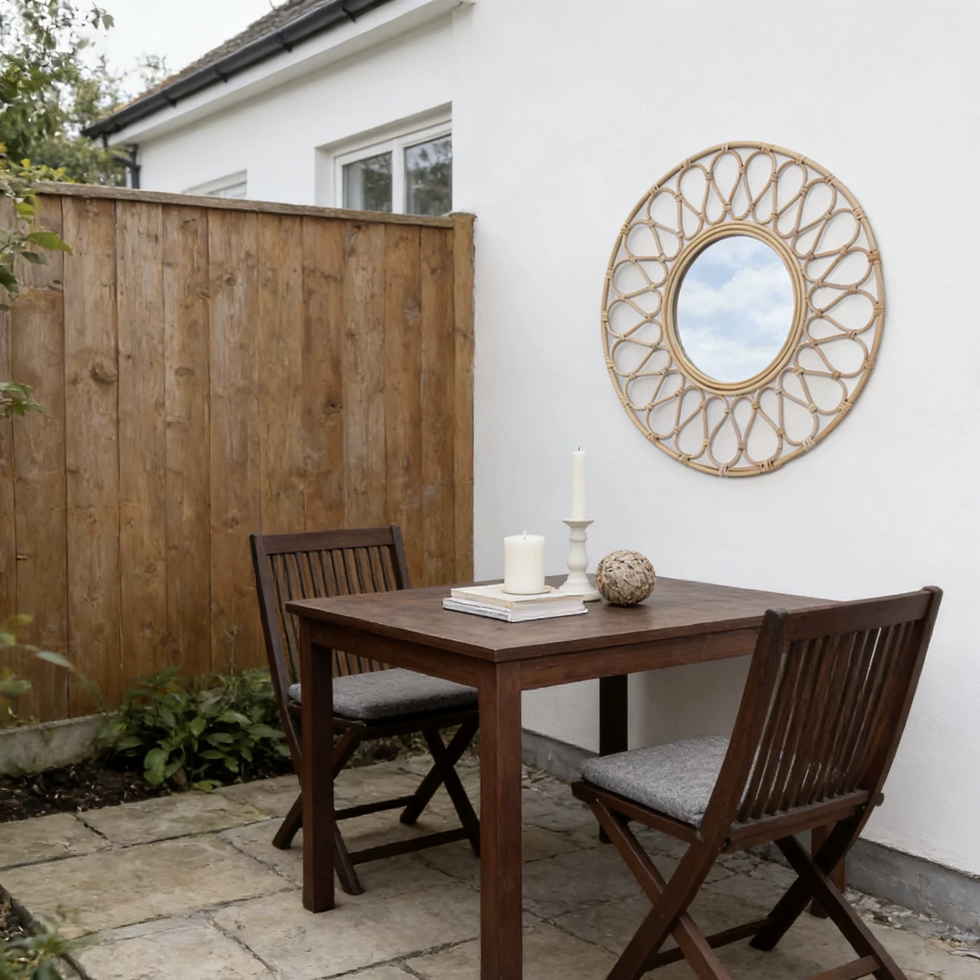 Round Rattan Wall Mirror, Natu - Rattan Mirror Round ulasan dan harga