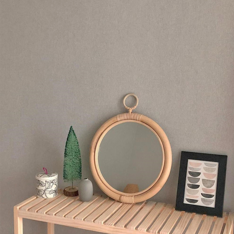 ‌Boho Rattan Wall Mirror Handw - Rattan Mirror Round ulasan dan harga