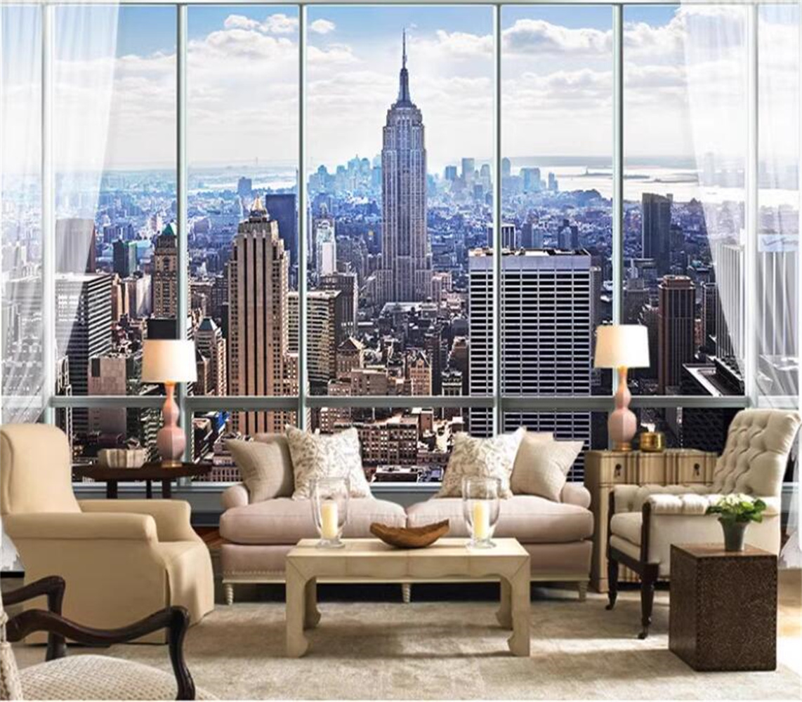 New York Sunrise 3D Window Cit - Interior Design New York ulasan dan harga