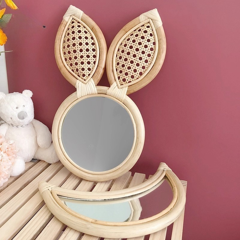 ‌Boho Rattan Mirror, Natural W - Rattan Mirror Round ulasan dan harga