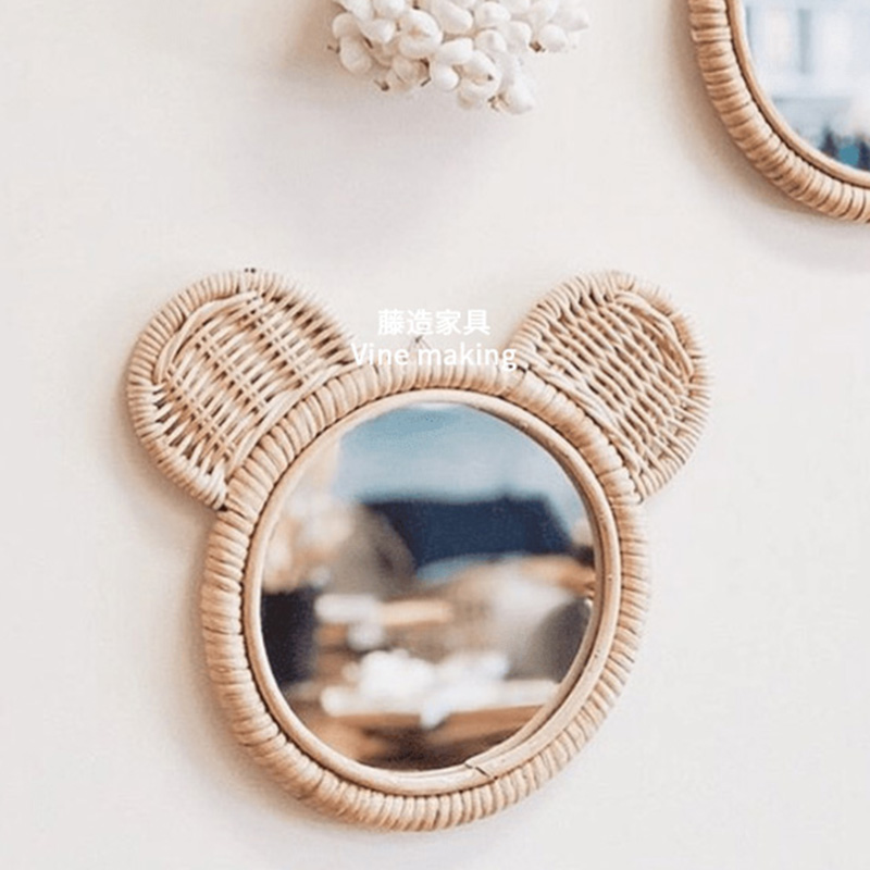 ‌Boho Rattan Mirror, Natural W - Rattan Mirror Round ulasan dan harga