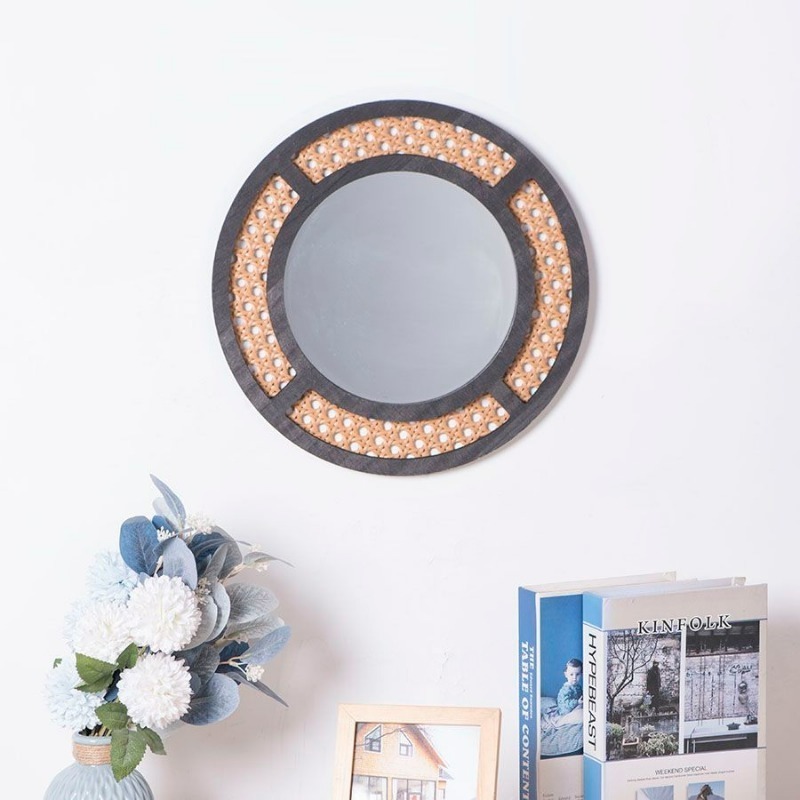 Creative Decorative Mirror Han - Rattan Mirror Round ulasan dan harga