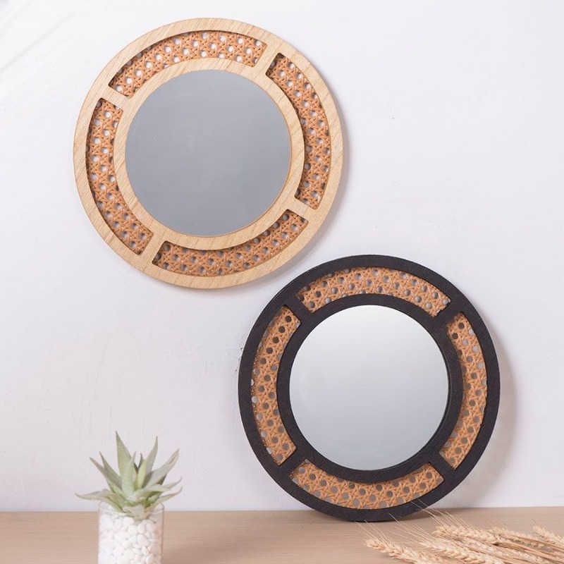 Creative Decorative Mirror Han - Rattan Mirror Round ulasan dan harga