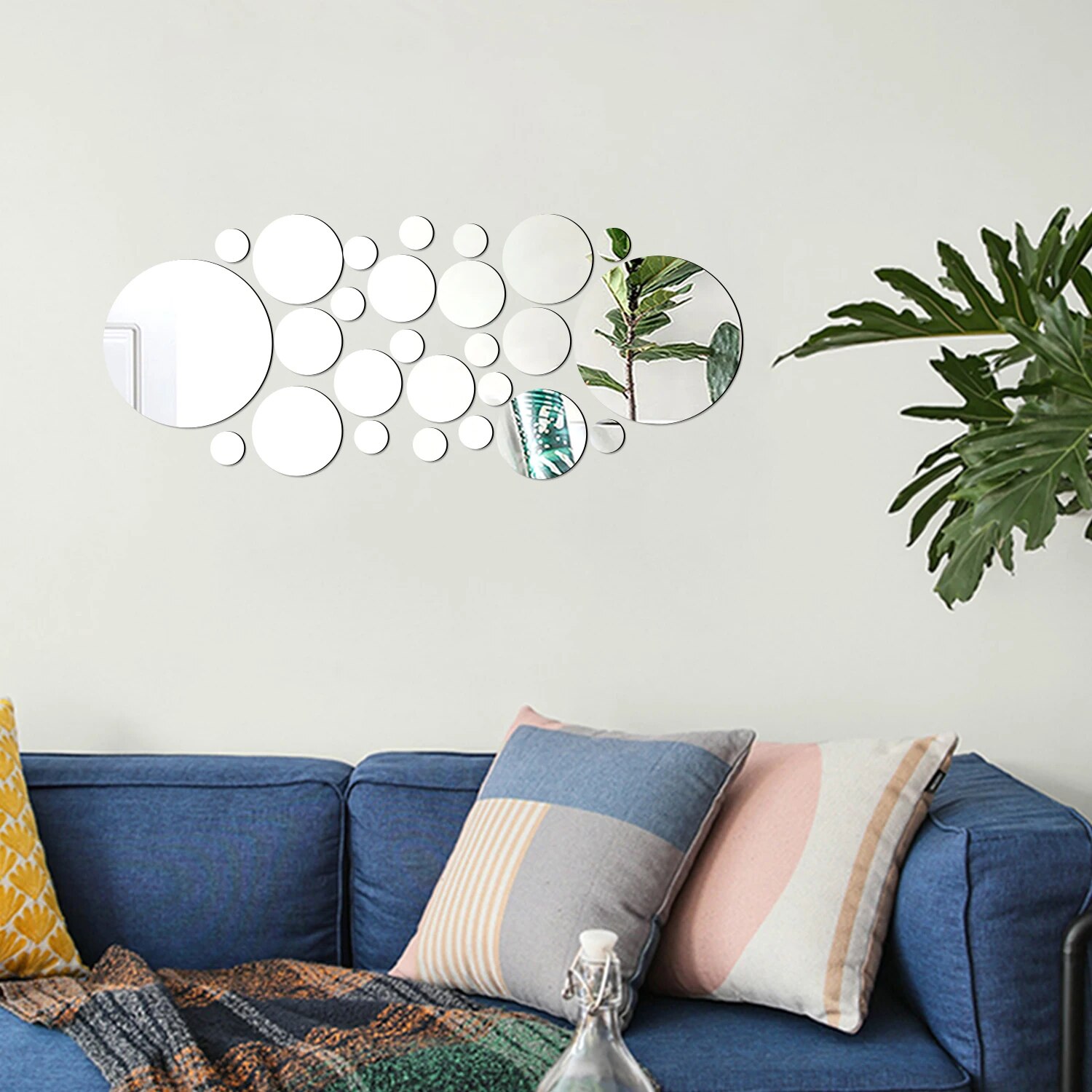 26PCS Geometric Circular Cryst - Rattan Mirror Round ulasan dan harga