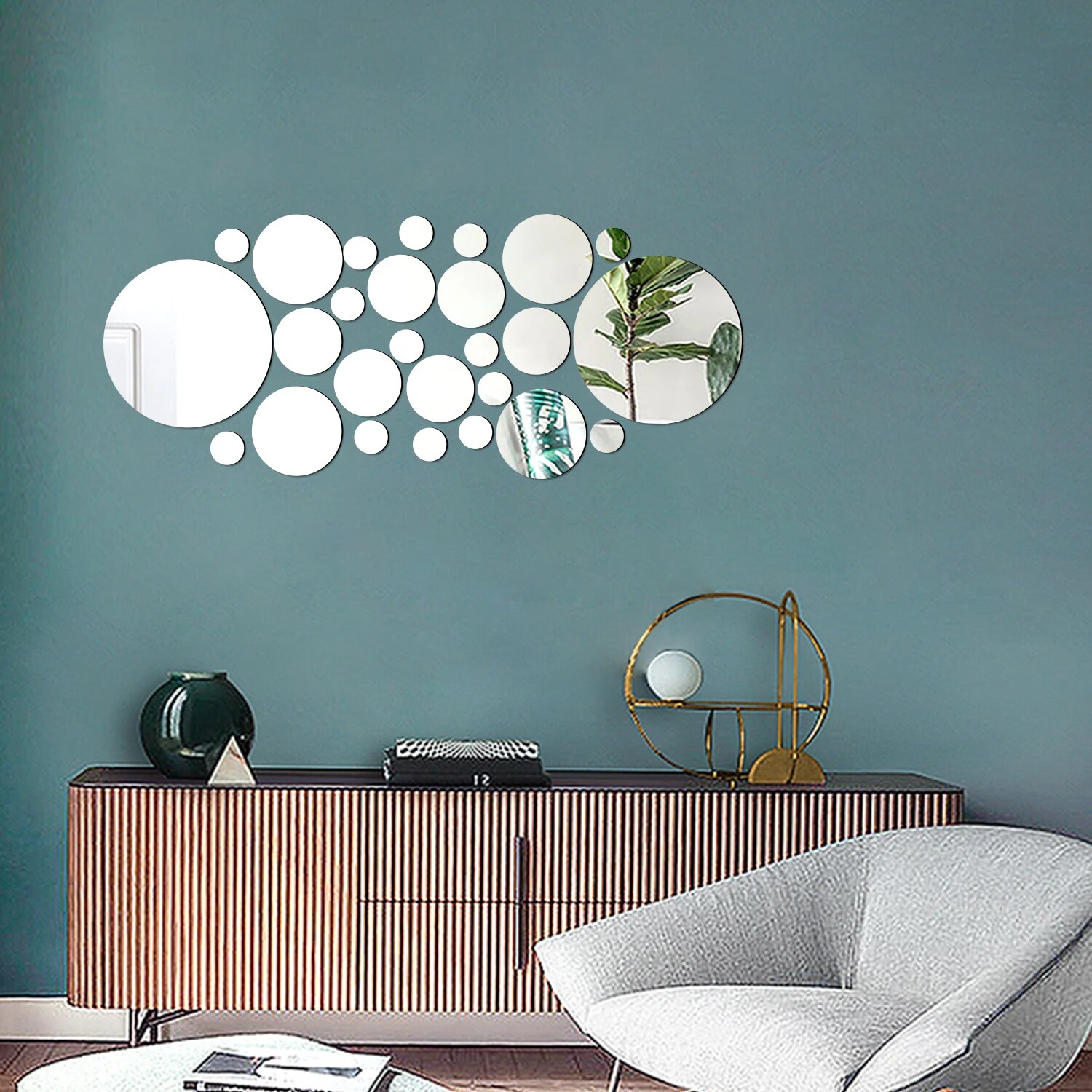 26PCS Geometric Circular Cryst - Rattan Mirror Round ulasan dan harga