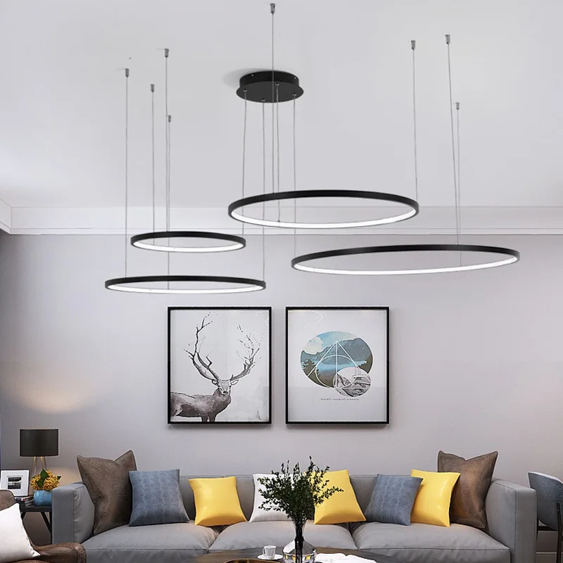 Modern LED Circle Rings Chande - Interior Design Remote ulasan dan harga