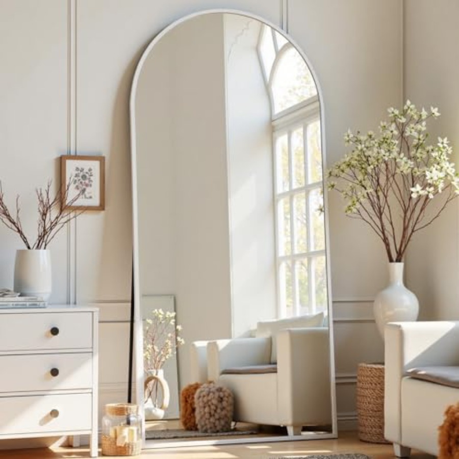 Arched White Full Length Mirro - Arch Mirror Leaning ulasan dan harga