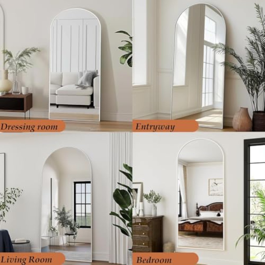 Arched White Full Length Mirro - Arch Mirror Leaning ulasan dan harga