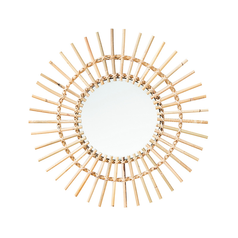 Rattan hanging wall Nordic hom - Rattan Mirror Round ulasan dan harga