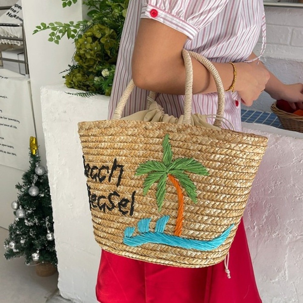 Embroidery String Straw Tote B - Interior Design Style ulasan dan harga