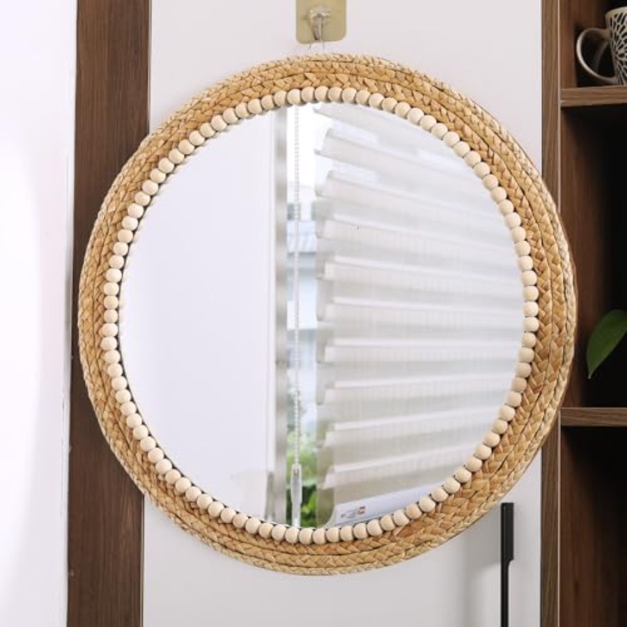 Boho Round Hanging Wall Mirror - Rattan Mirror Round ulasan dan harga