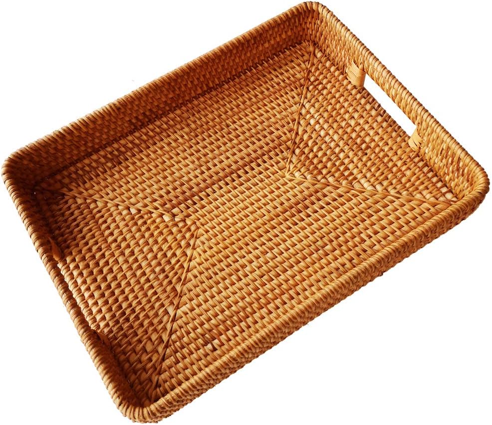 17 Inch Oversize Handmade Rect - Rattan Tray Handle ulasan dan harga