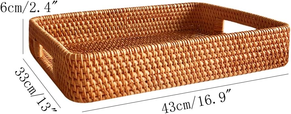 17 Inch Oversize Handmade Rect - Rattan Tray Handle ulasan dan harga