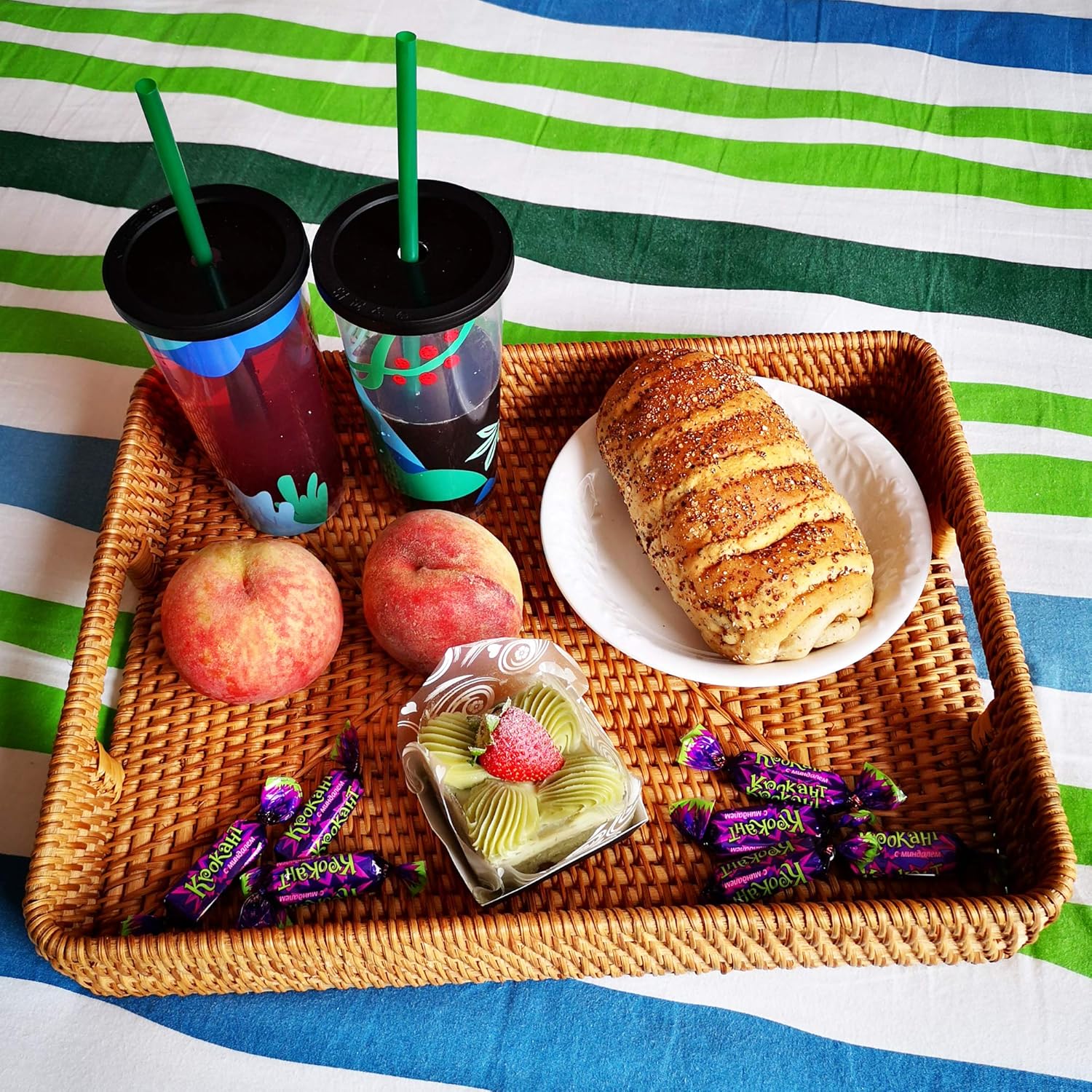 17 Inch Oversize Handmade Rect - Rattan Tray Handle ulasan dan harga