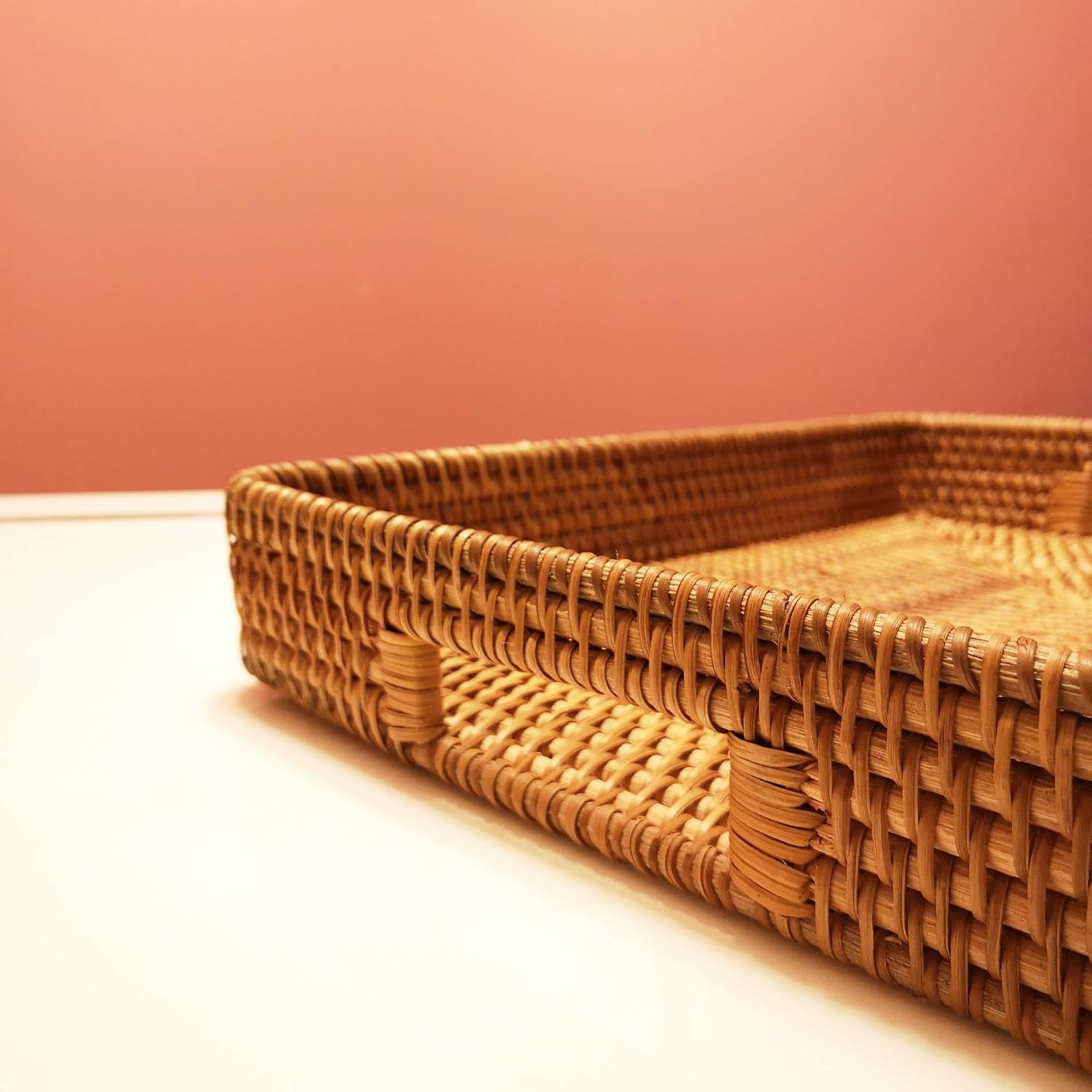 17 Inch Oversize Handmade Rect - Rattan Tray Handle ulasan dan harga