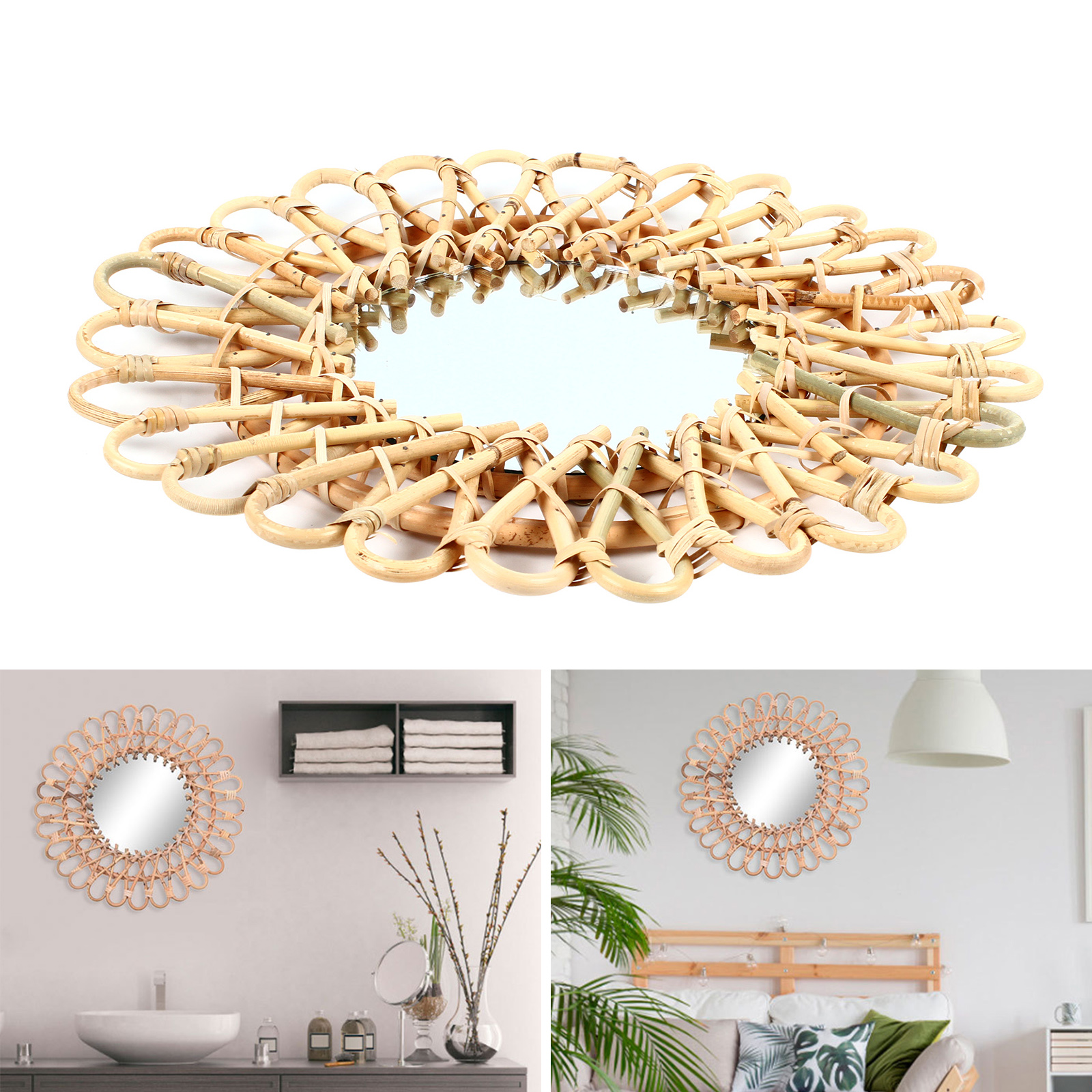 Rattan Wall-Mounted Mirrors,Cr - Rattan Mirror Round ulasan dan harga