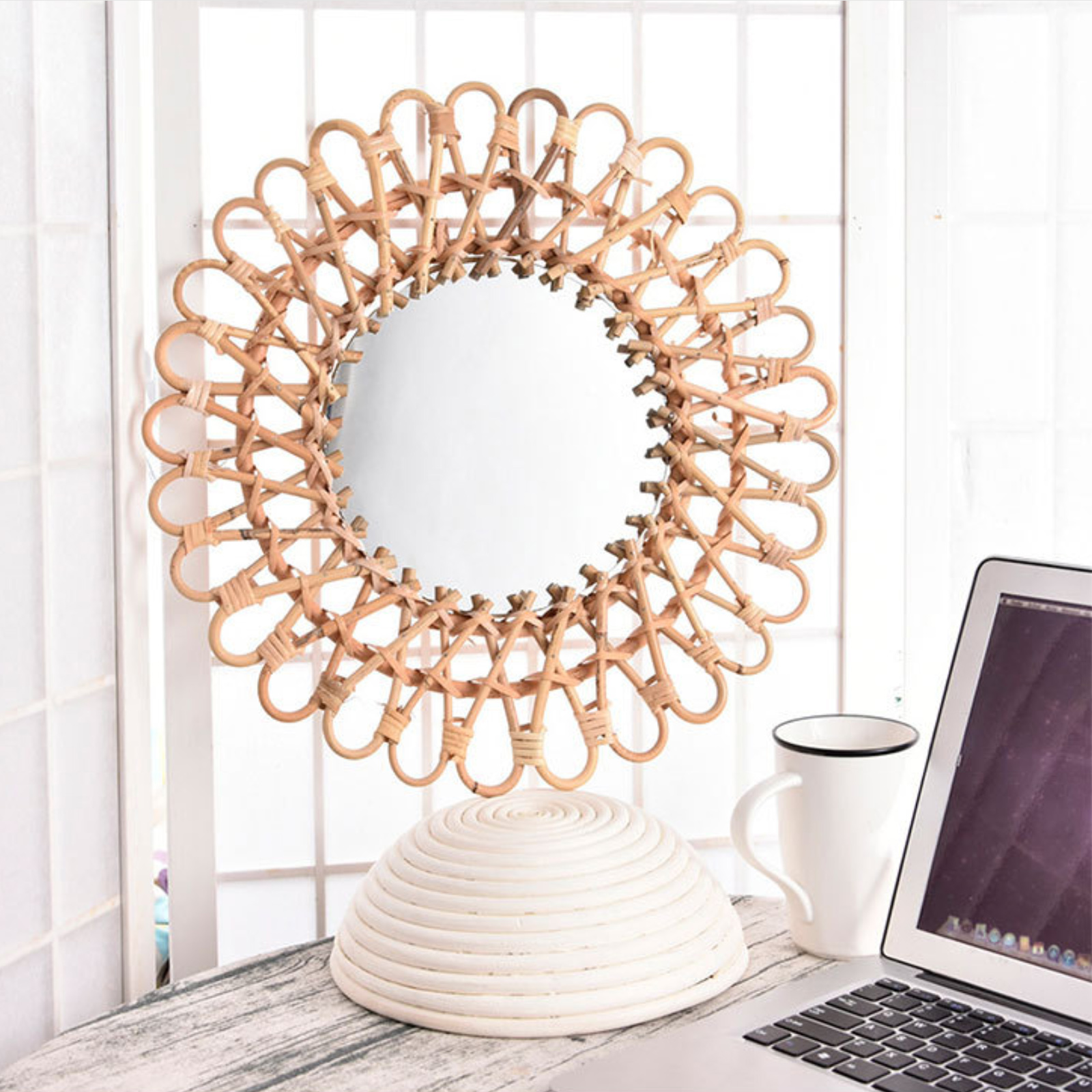 Rattan Wall-Mounted Mirrors,Cr - Rattan Mirror Round ulasan dan harga