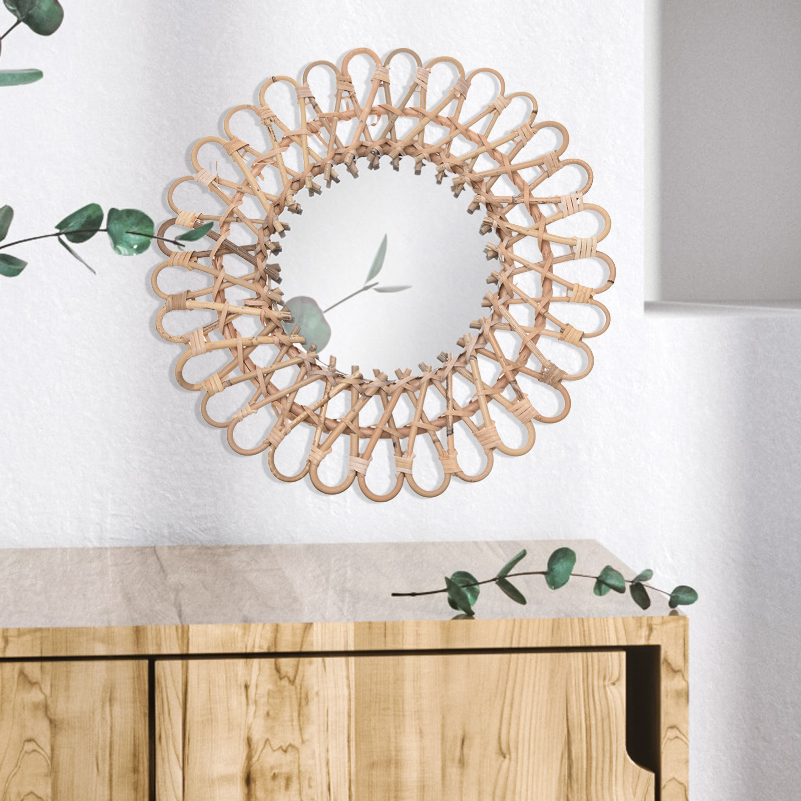 Rattan Wall-Mounted Mirrors,Cr - Rattan Mirror Round ulasan dan harga