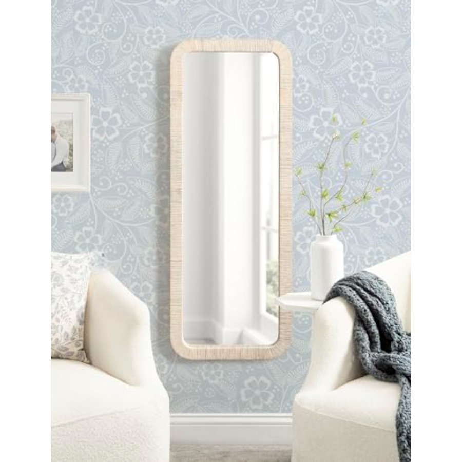 Rahfy Boho Rectangle Rattan Wa - Rattan Mirror Round ulasan dan harga