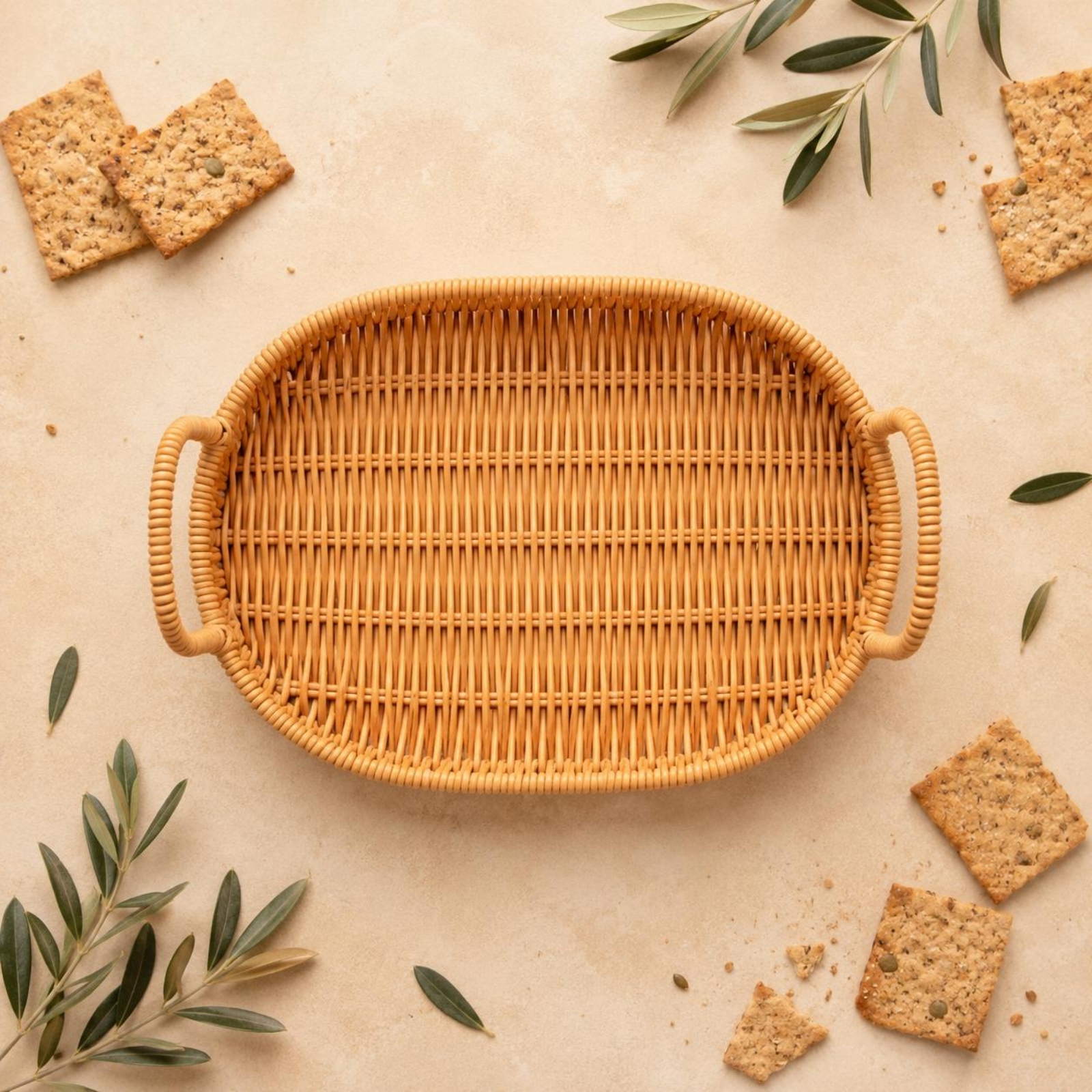 Woven Serving Tray Loop Handle - Rattan Tray Handle ulasan dan harga