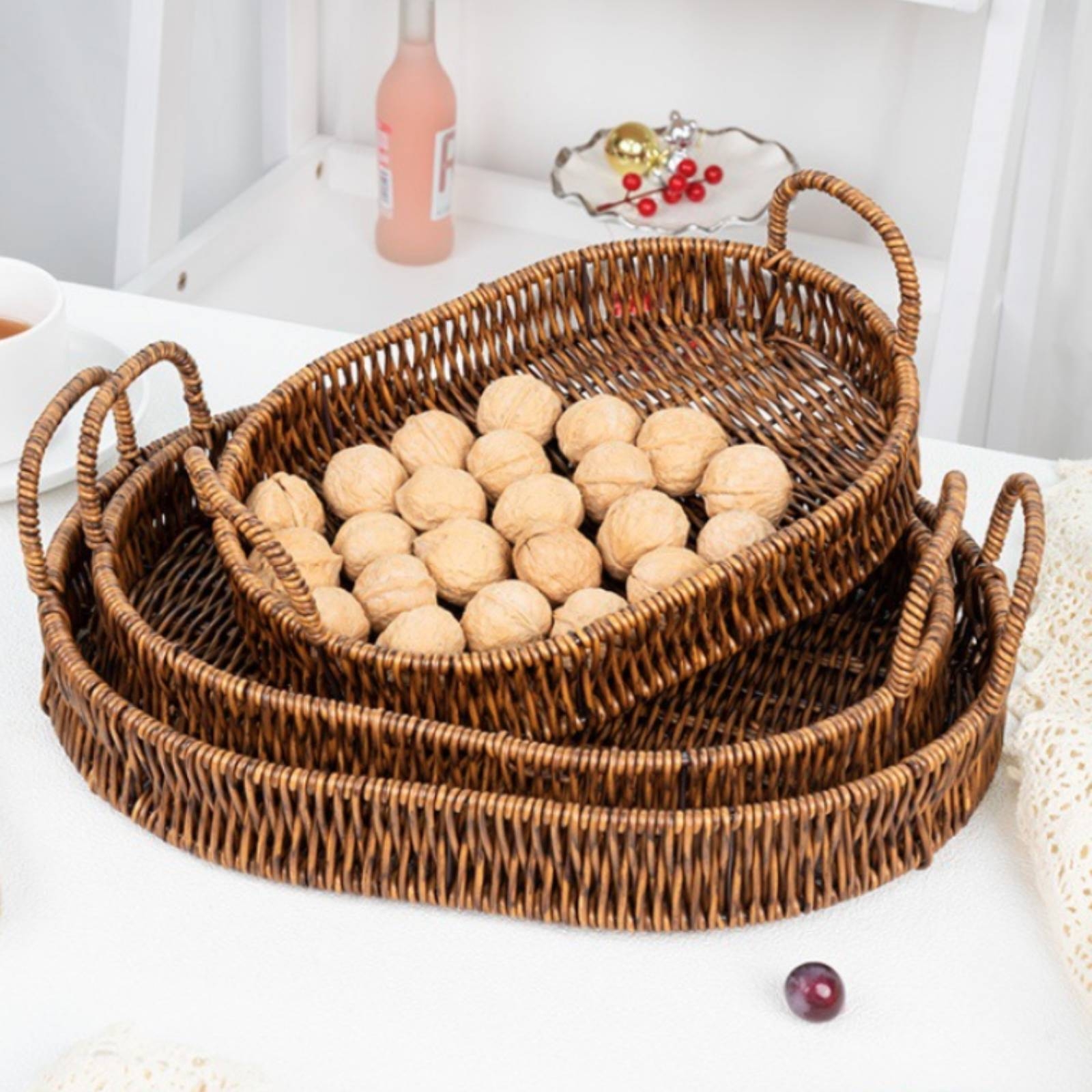 Woven Serving Tray Loop Handle - Rattan Tray Handle ulasan dan harga