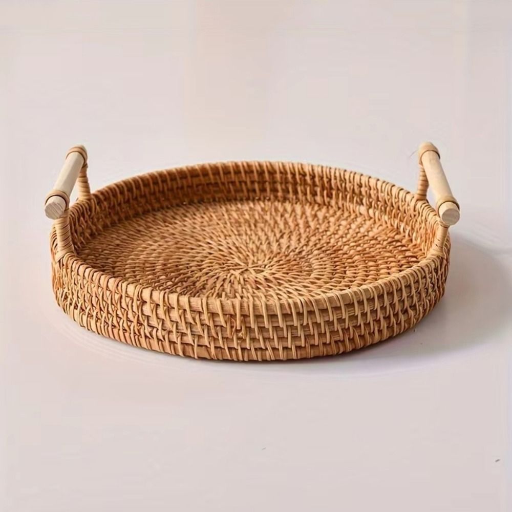 Handwoven Handmade Rattan Tray - Rattan Tray Handle ulasan dan harga