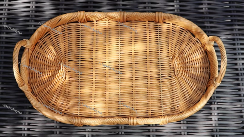 Rattan Decor Tray, Handmade Wo - Rattan Tray Handle ulasan dan harga