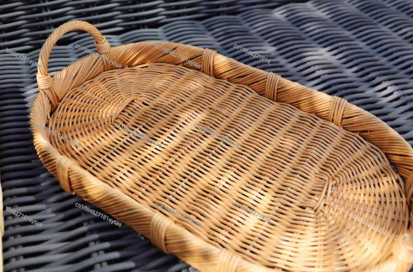 Rattan Decor Tray, Handmade Wo - Rattan Tray Handle ulasan dan harga