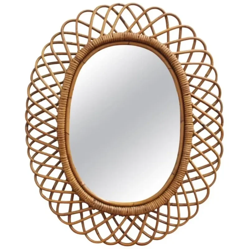 Modern round rattan wall mirro - Rattan Mirror Round ulasan dan harga