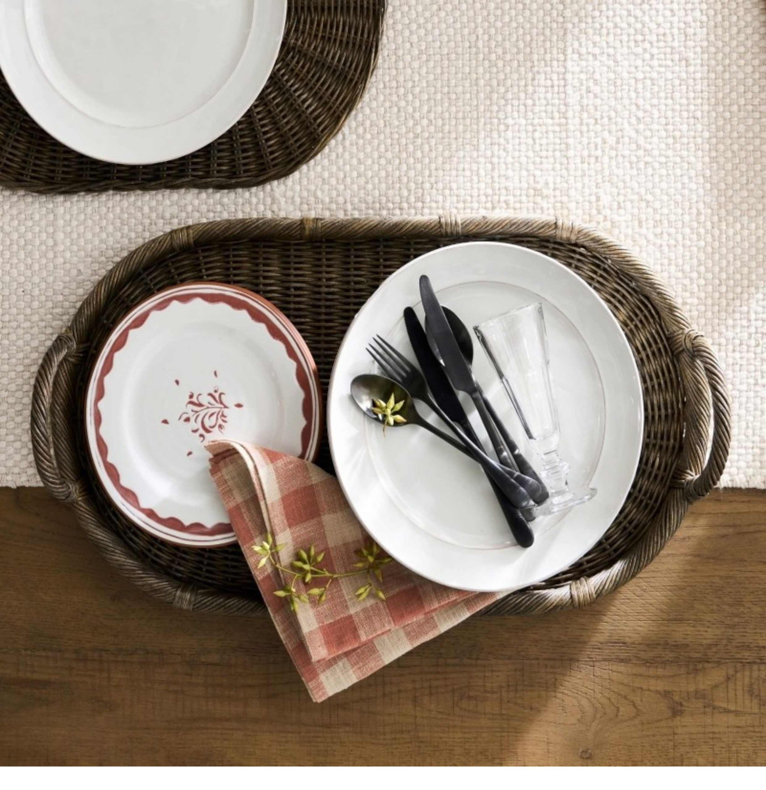 Handmade Woven Rattan Decor Tr - Rattan Tray Handle ulasan dan harga