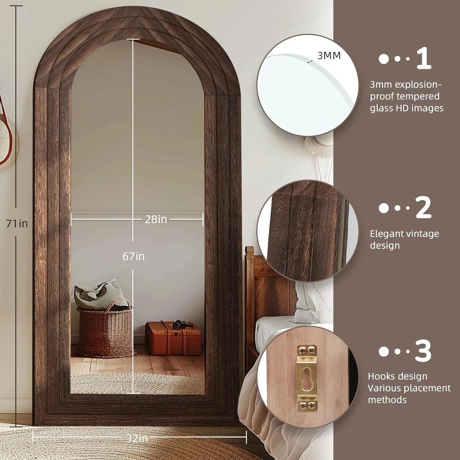 Arched Full Length Mirror Soli - Arch Mirror Leaning ulasan dan harga
