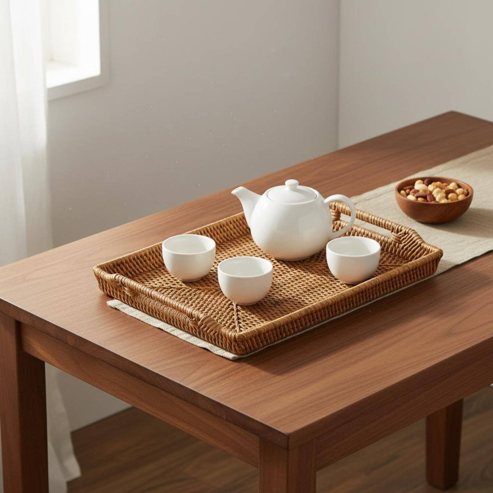 Woven Rattan Tray with Handles - Rattan Tray Handle ulasan dan harga