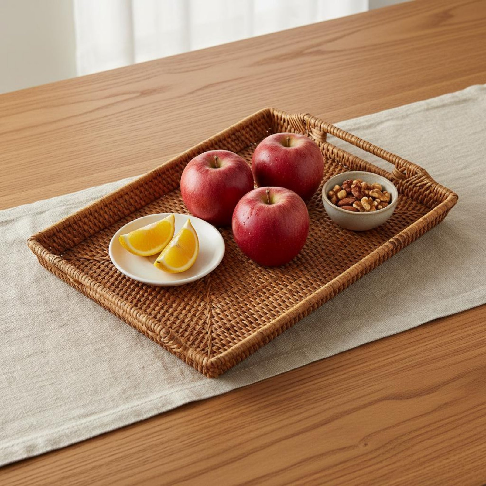 Woven Rattan Tray with Handles - Rattan Tray Handle ulasan dan harga