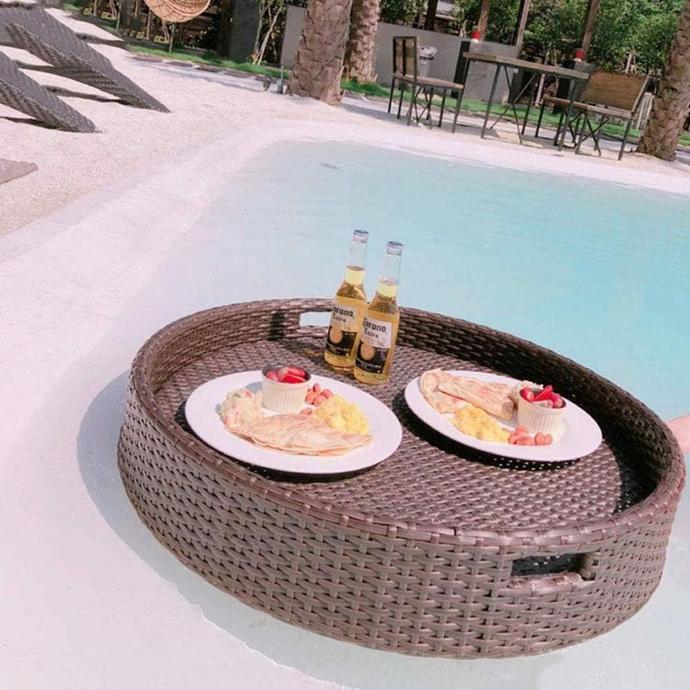 Round Rattan Woven Serving Tra - Rattan Tray Handle ulasan dan harga