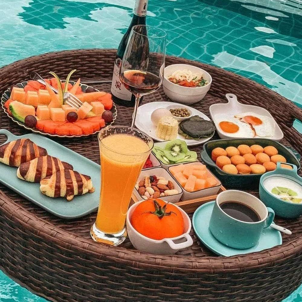 Round Rattan Woven Serving Tra - Rattan Tray Handle ulasan dan harga