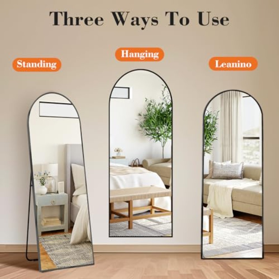 Black Arched Full Length Mirro - Arch Mirror Leaning ulasan dan harga