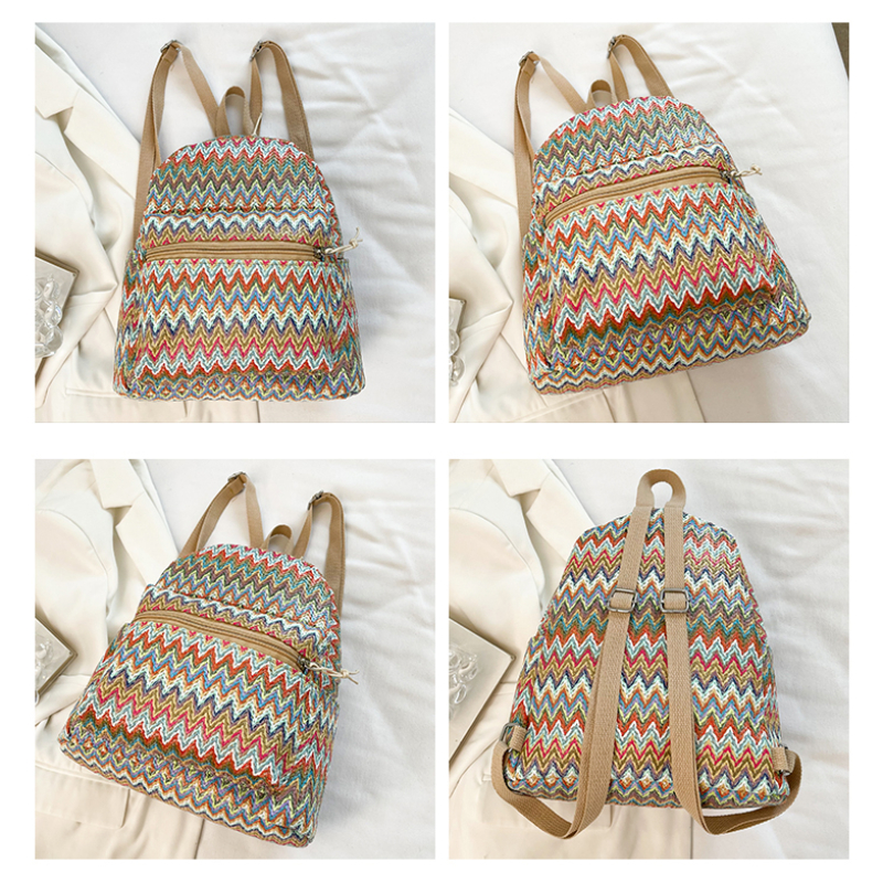 Colorful Grass Woven Backpack  - Interior Design Women ulasan dan harga
